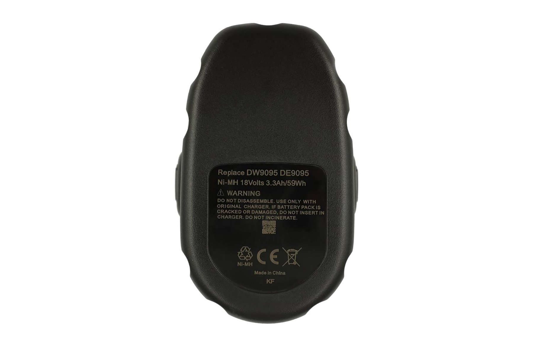 Schwarzer Akku mit Beschriftung für DW9095 DE9095, 18V Ni-MH.