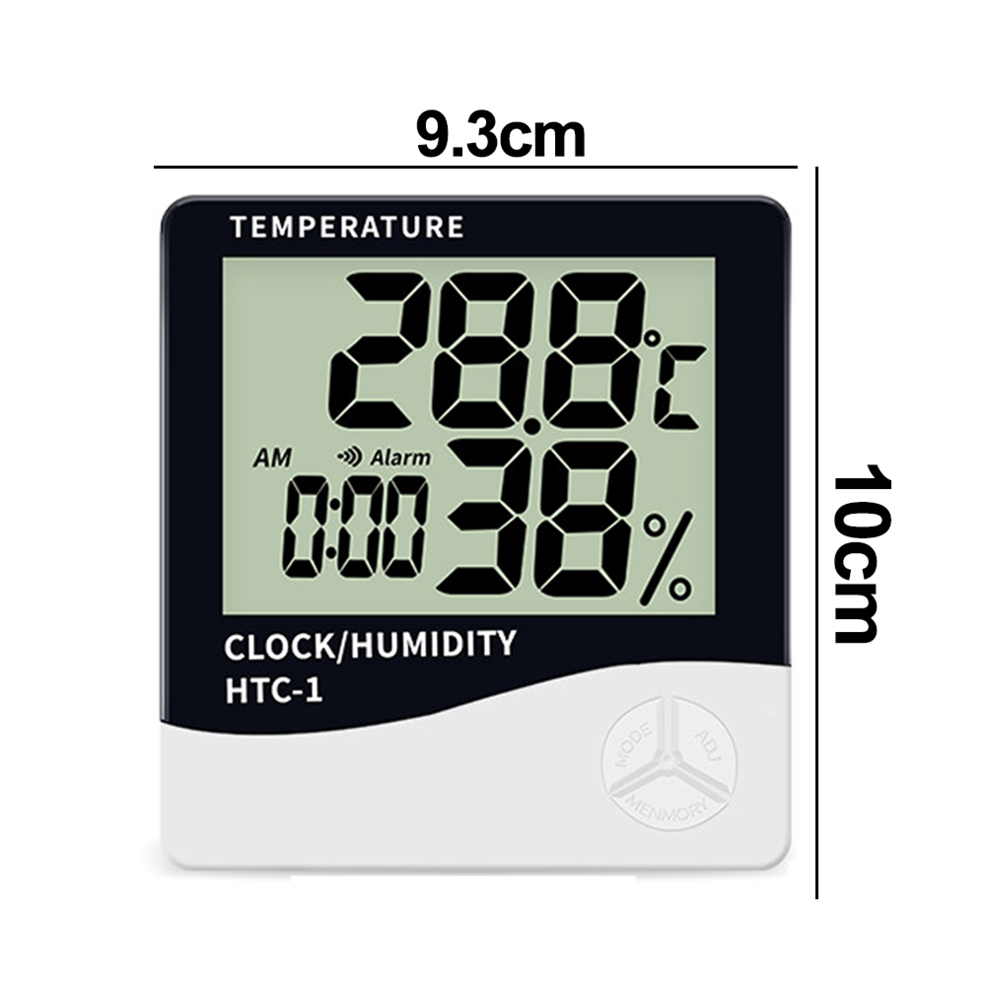 Digitales Thermometer/Hygrometer HTC-1 zeigt 28.8 Grad und 38% Luftfeuchtigkeit an.