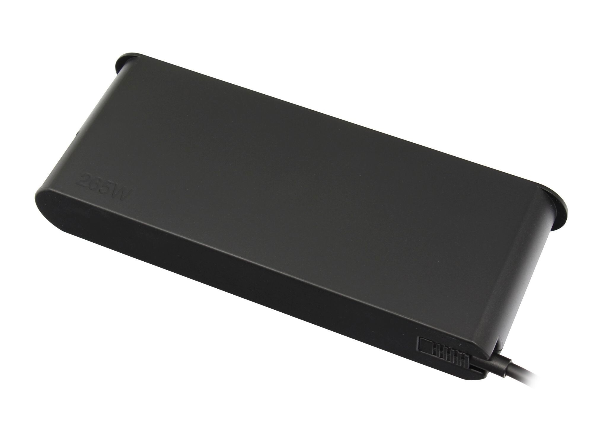 Schwarzes Netzteil mit 265W Aufschrift und Kabel.