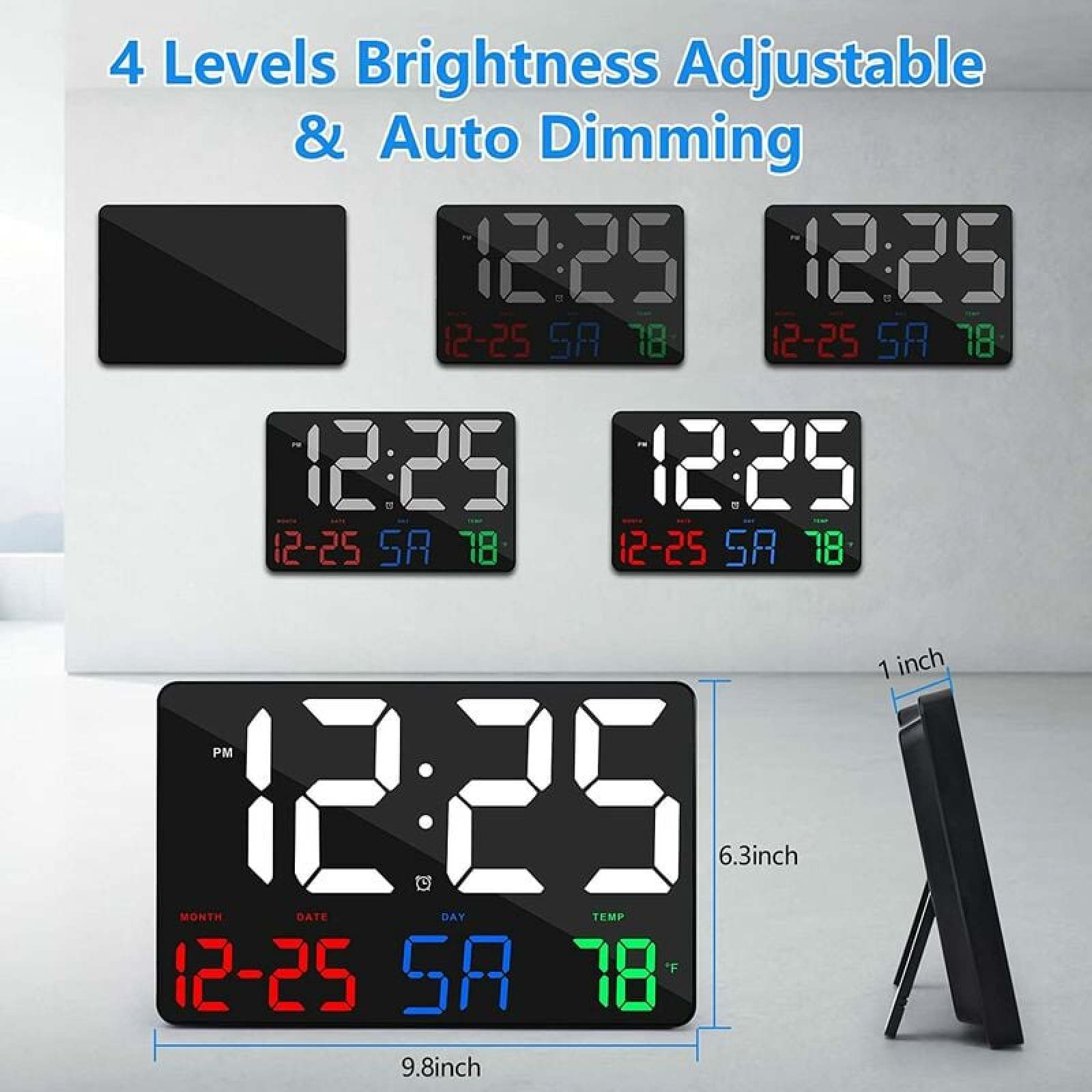 Digitaluhr zeigt 12:25, Datum 12-25, Tag SA, Temperatur 78°F.