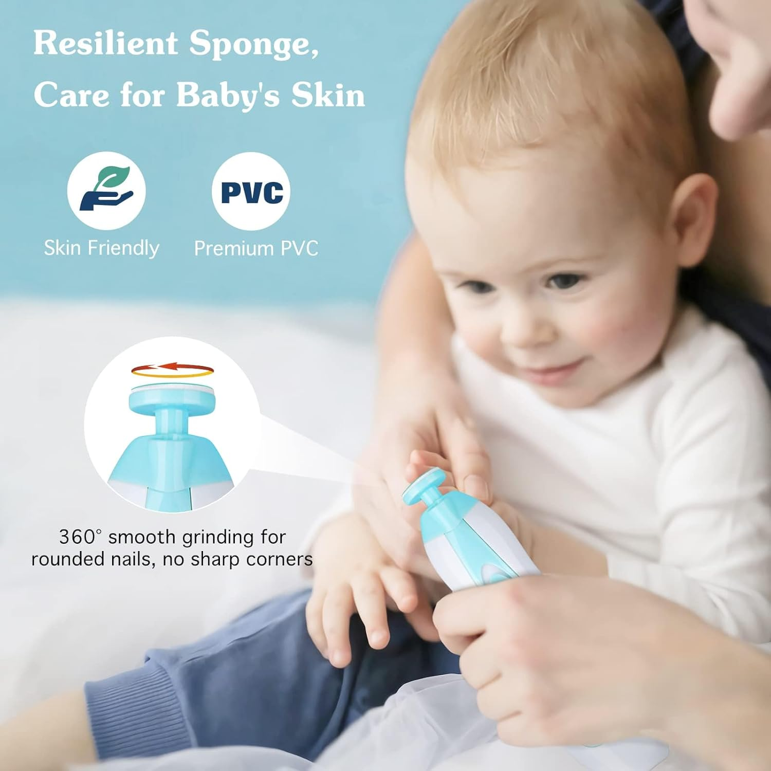 Baby mit Nagelknipser, 360° glatt, keine scharfen Ecken