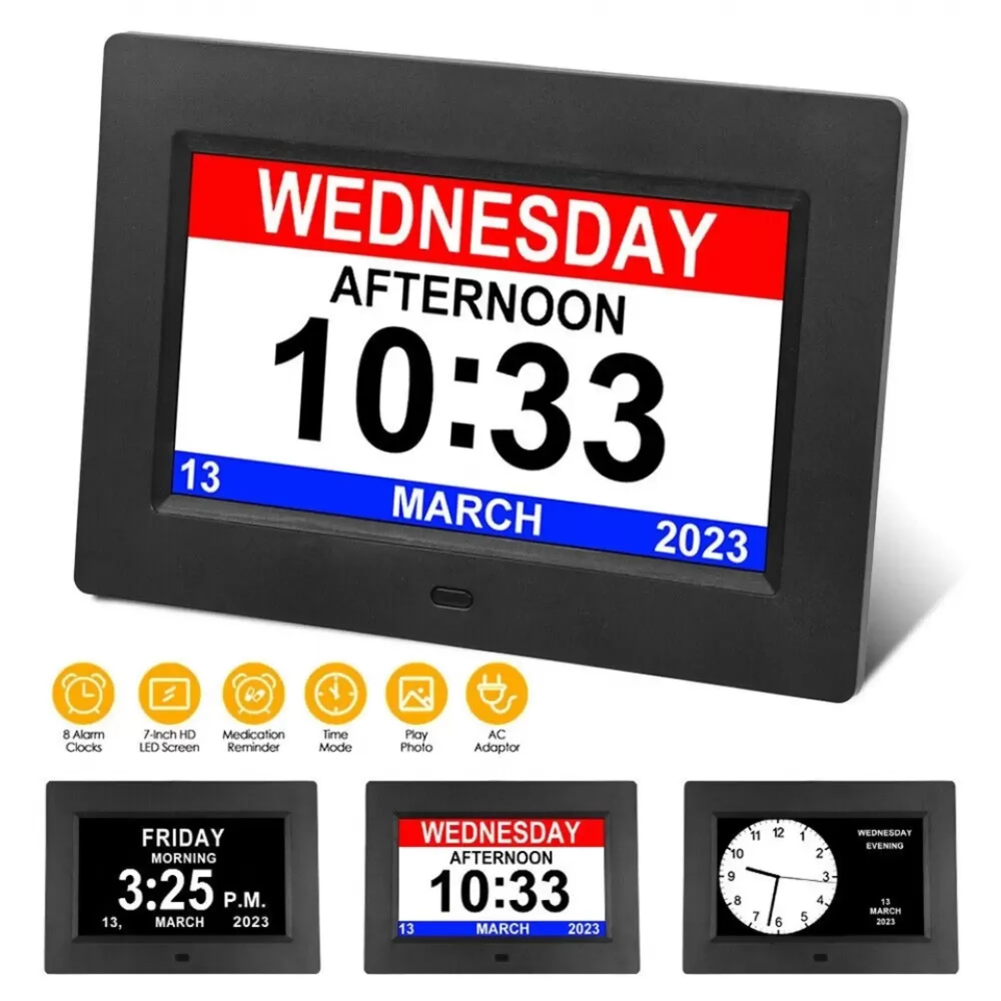 Digitaluhr zeigt Mittwoch, 13. MÄRZ 2023, 10:33 Uhr an.