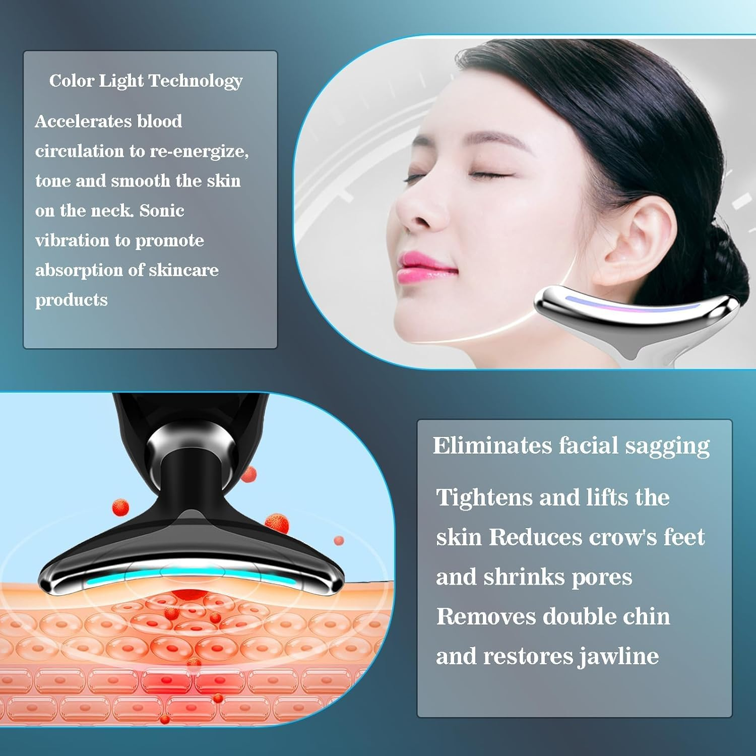 Gesichtsbehandlungsgerät mit Lichttherapie, das die Haut strafft und verjüngt.