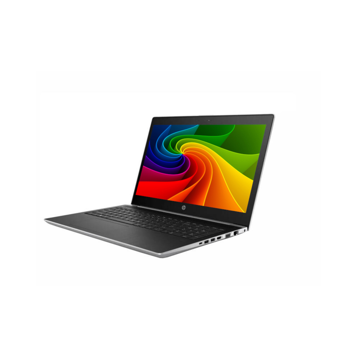 Ein offener Laptop mit einem bunten, wirbelnden Hintergrund auf dem Bildschirm.