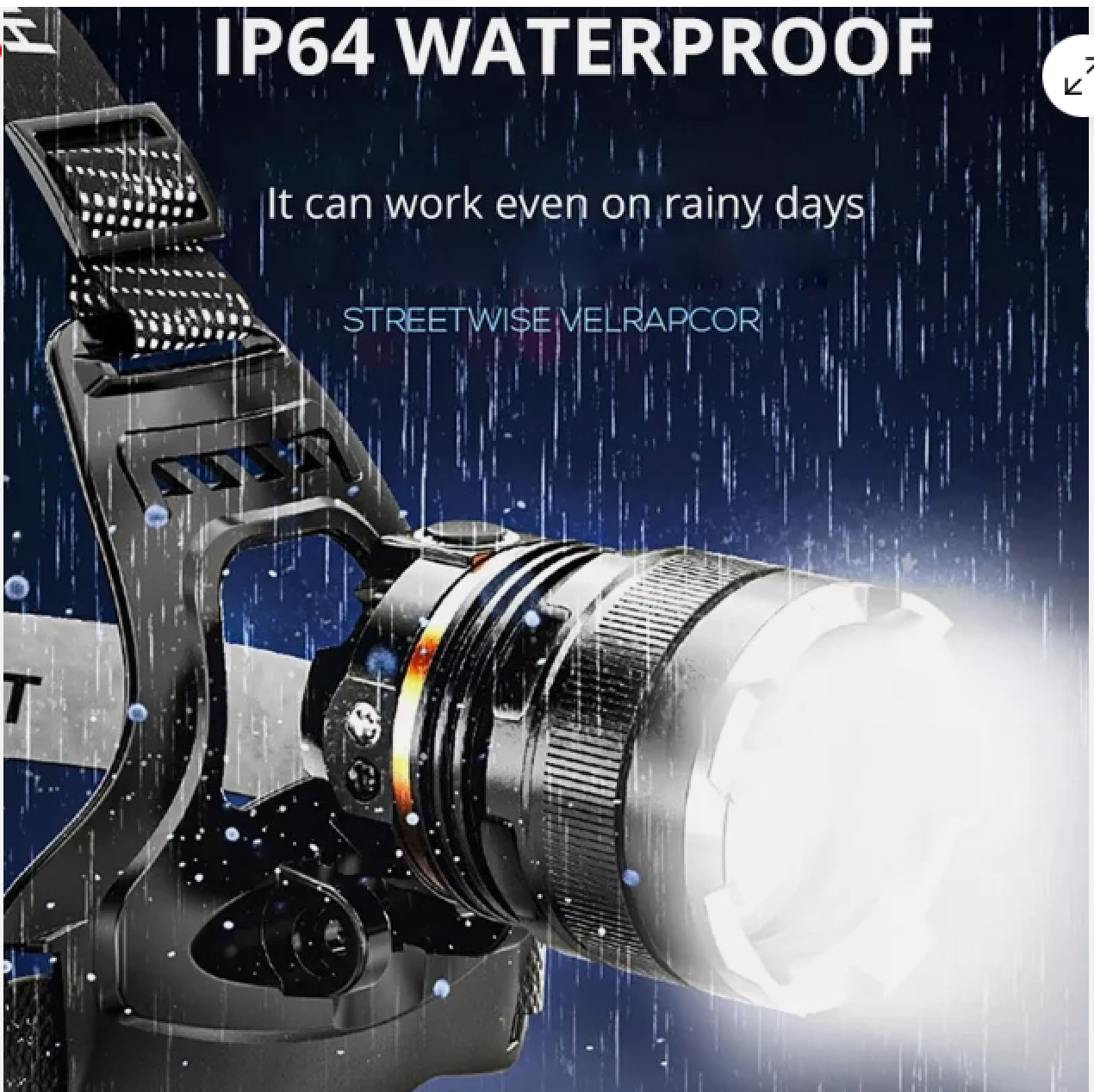Wasserdichte Stirnlampe mit hellem Licht, die im Regen funktioniert.