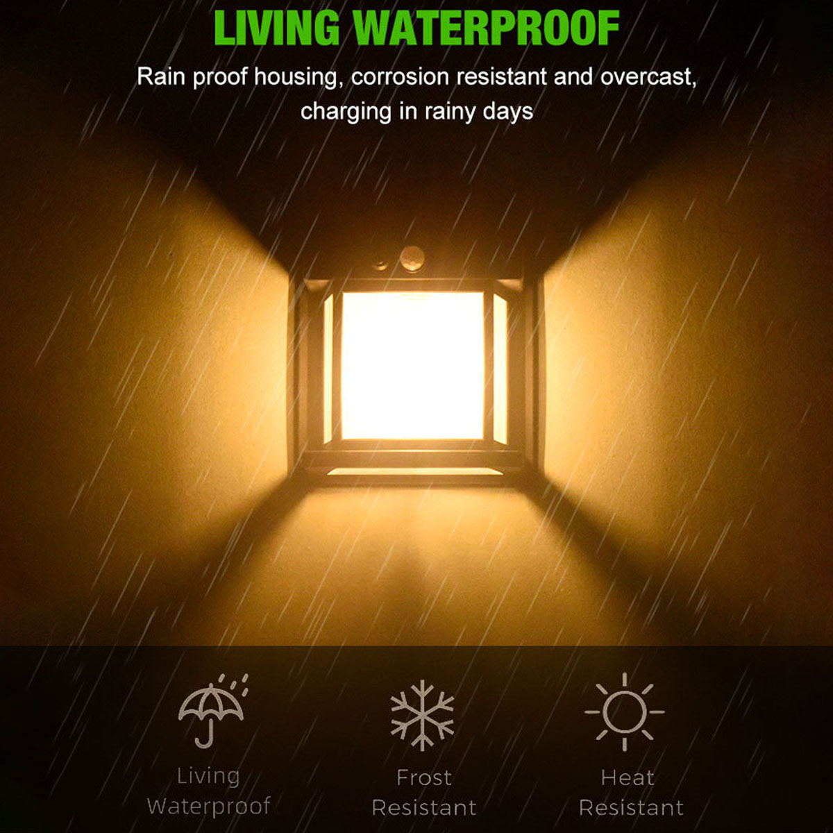 Wasserdichte Lampe mit Regen, Frost und Hitzebeständigkeit.