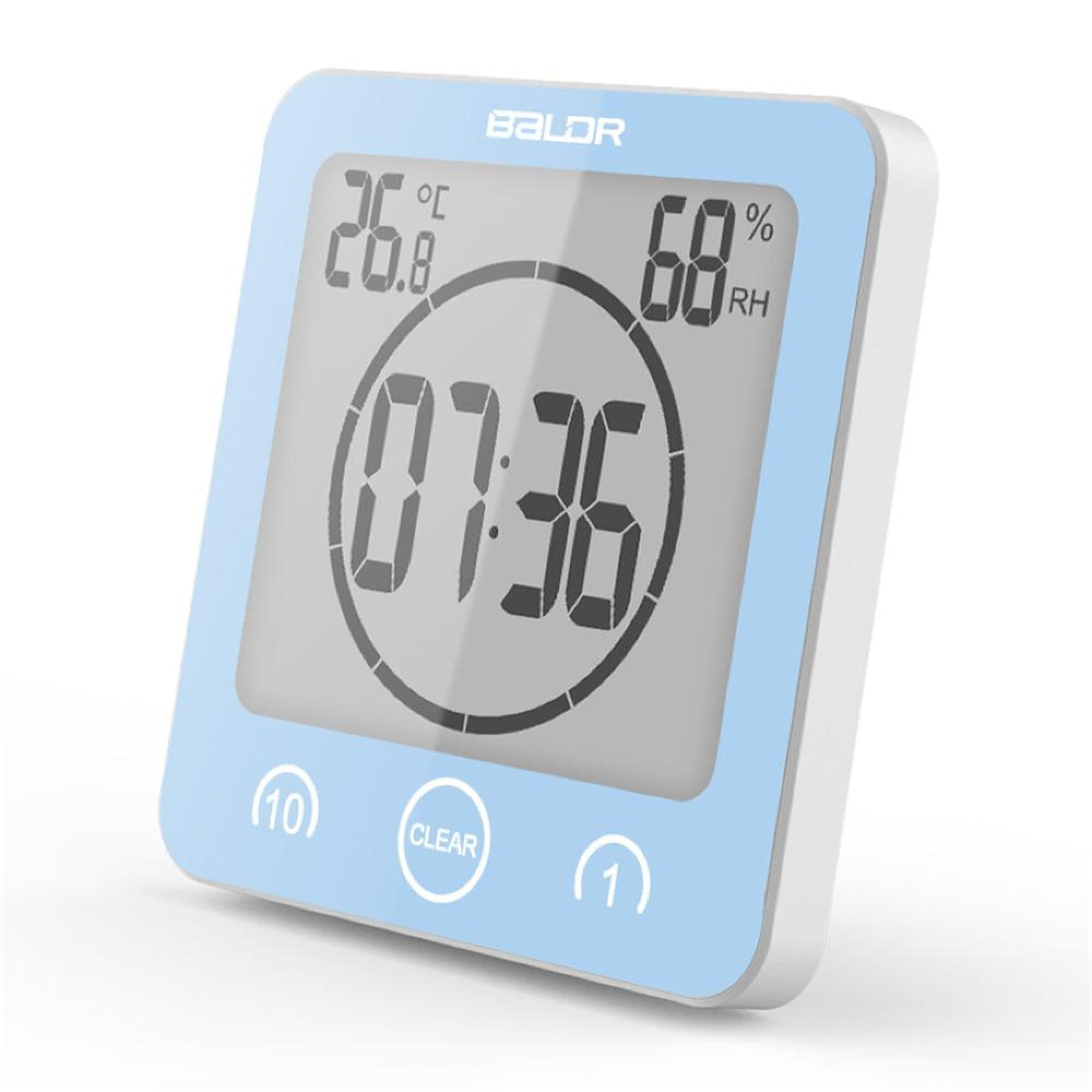 Ein digitales Thermometer mit blauer Einfassung zeigt 26,8°C und 68% RH.