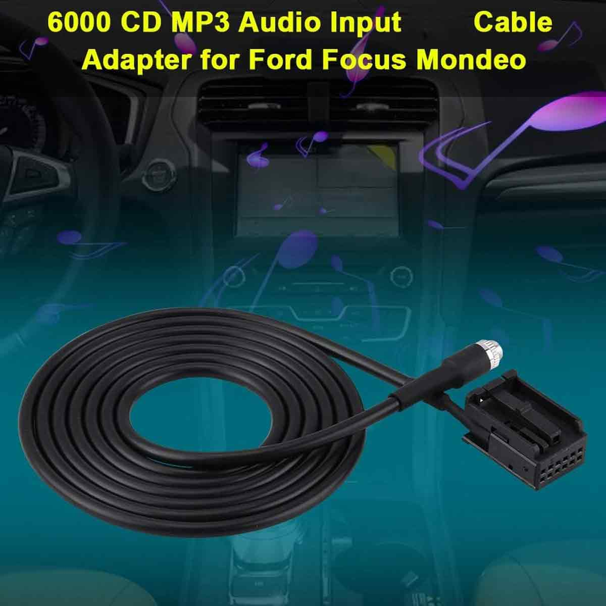 Schwarzes Audiokabel mit Stecker für Ford Focus Mondeo.