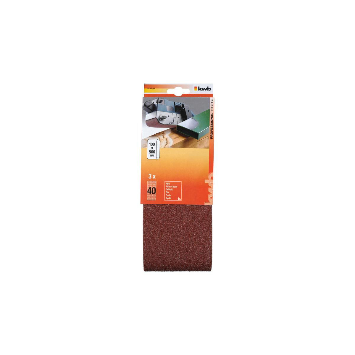 Verpackung für Schleifpapier: 3 Stück, 40er Körnung, 100x560 mm.