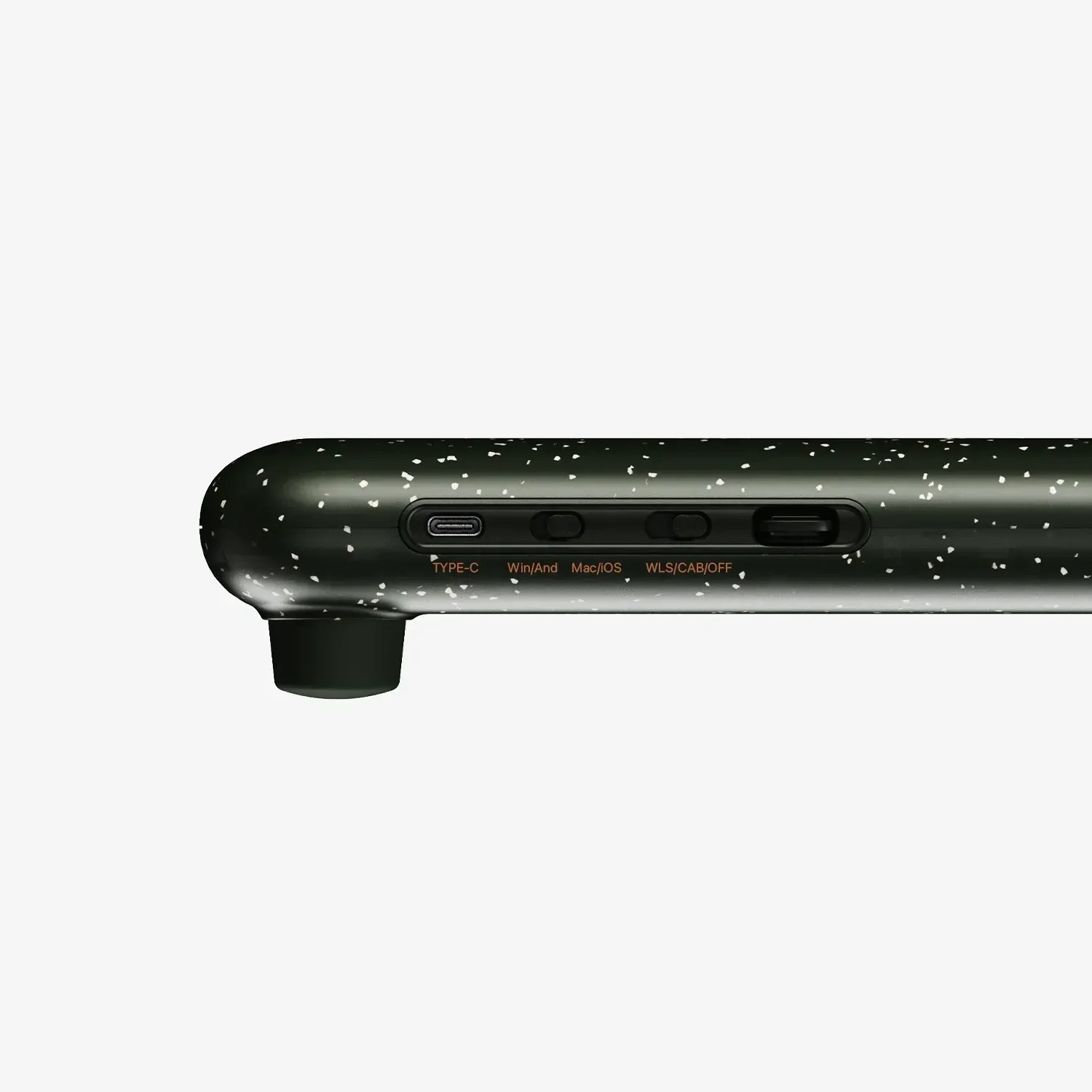 Czarna, nakrapiana obudowa z USB-C, Win/And, Mac/iOS, WLS/CAB/OFF.