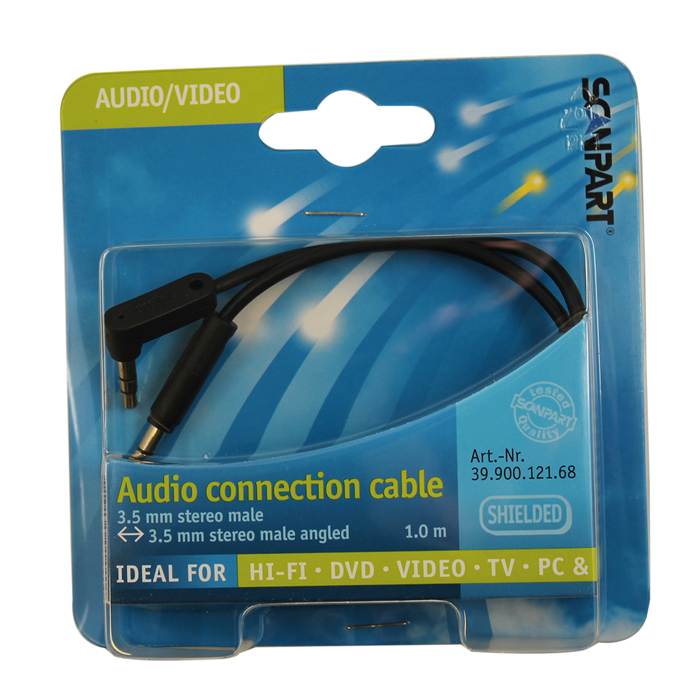 Audiokabel mit 3,5-mm-Stereo-Steckern, 1 m lang, abgeschirmt.