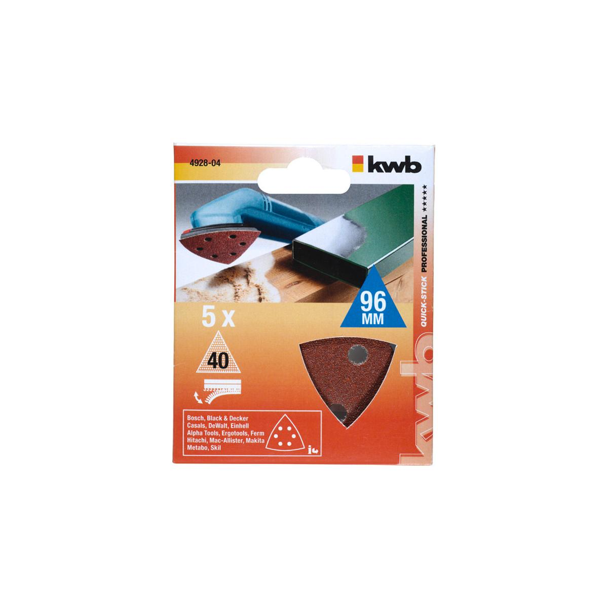 Packung Schleifpapier Dreiecke KWB 5x 40 Körnung 96mm