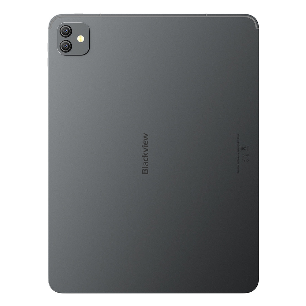 Rückseite eines schwarzen Blackview Tablets mit zwei Kameras oben links.