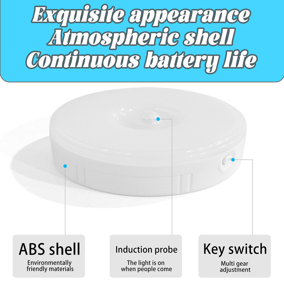 Weiße Lampe mit Sensoren und Schaltern, ABS-Schale, Induktionssonde.