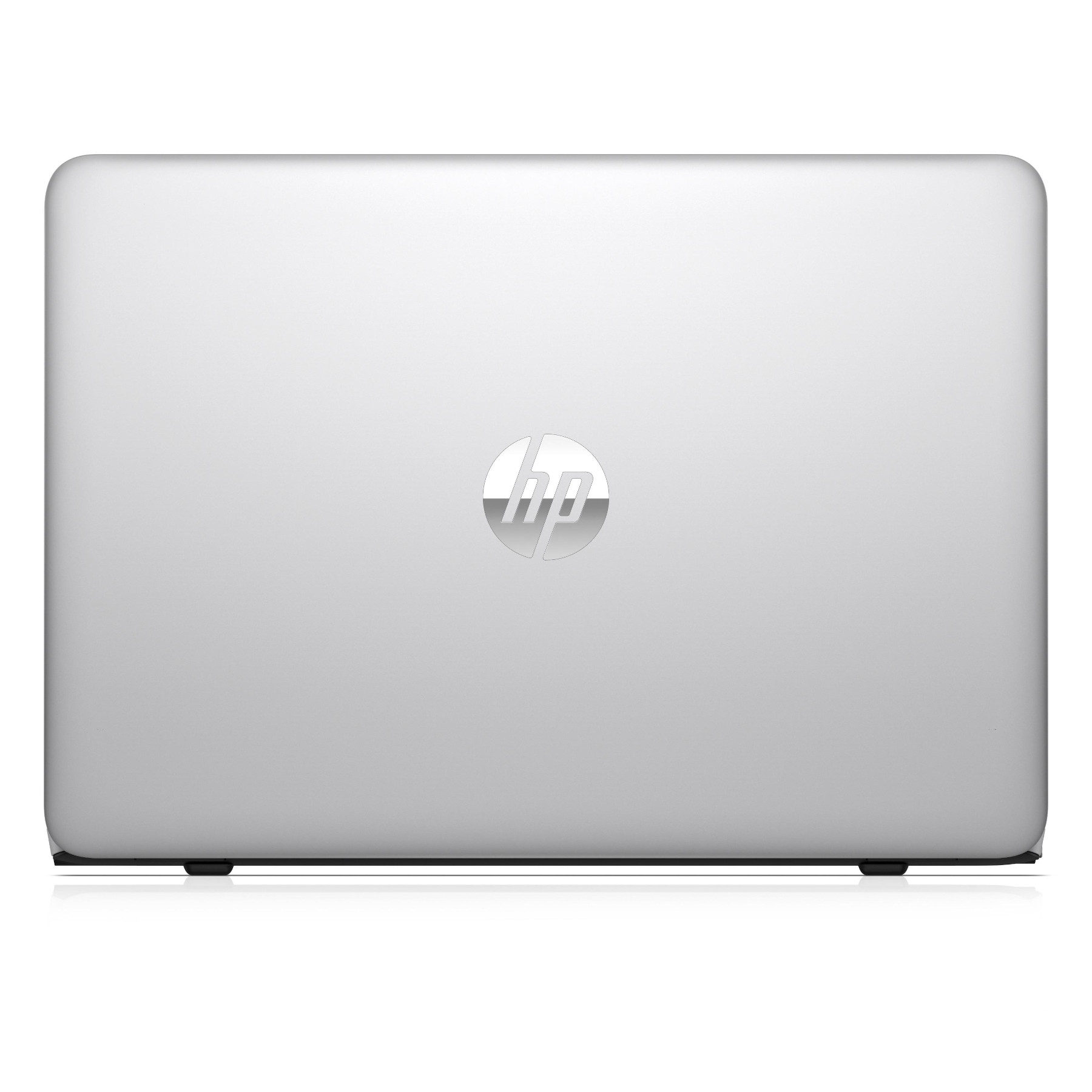 Geschlossener silberner HP Laptop von oben mit Logo.