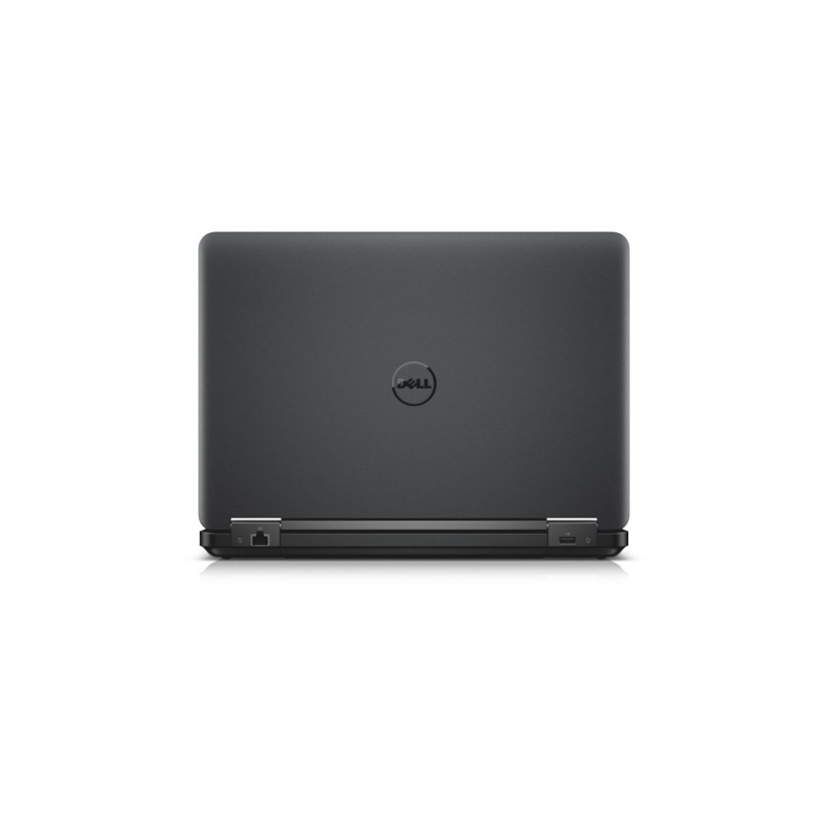 Geschlossener, dunkler Dell Laptop mit Logo auf der Oberseite.