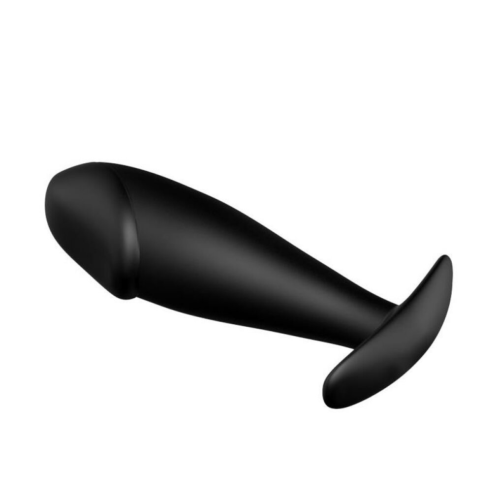 Ein schwarzes, ergonomisch geformtes Objekt mit einer abgerundeten Spitze und einem flachen Ende.