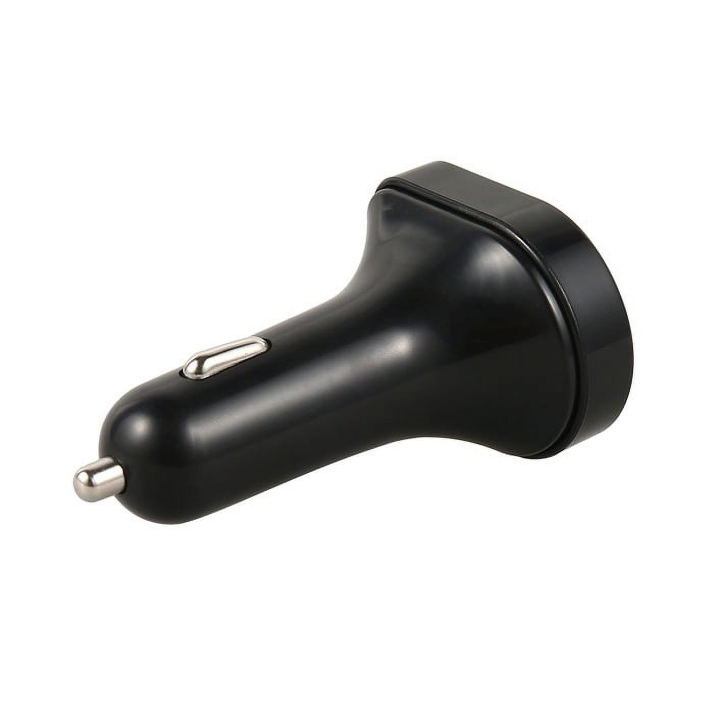 Schwarzer Auto-Zigarettenanzünder-Adapter mit silbernen Akzenten auf weißem Hintergrund.