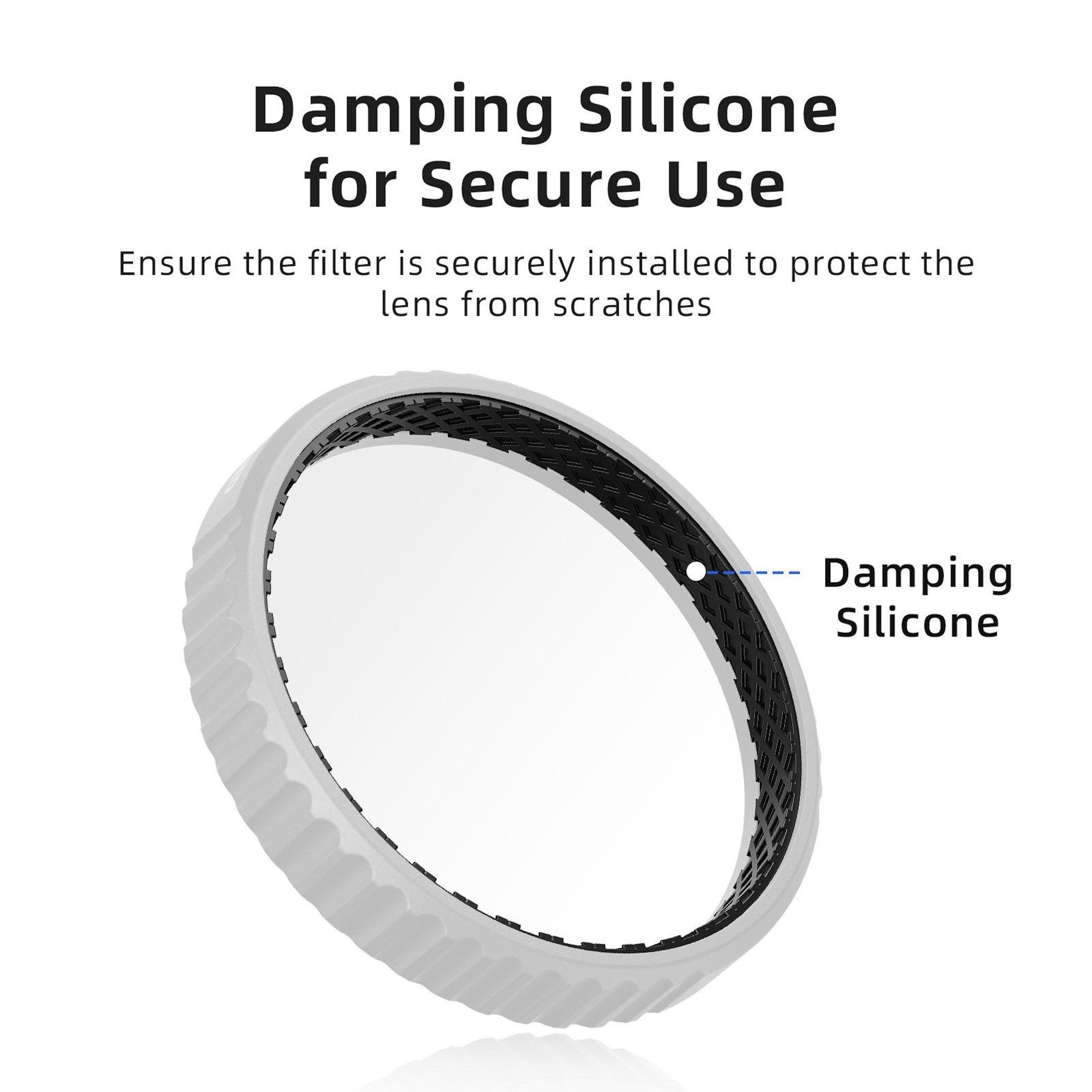Ein weißer Ring mit Rillen und schwarzer Innenseite, der Dämpfungs-Silikon anzeigt.