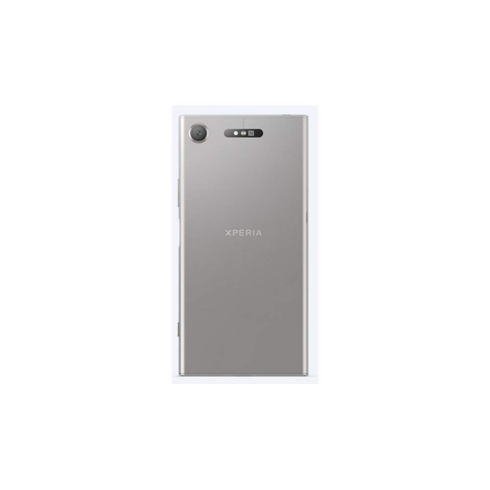 Rückseite eines silbernen Sony Xperia Smartphones mit Kamera und NFC-Symbol.