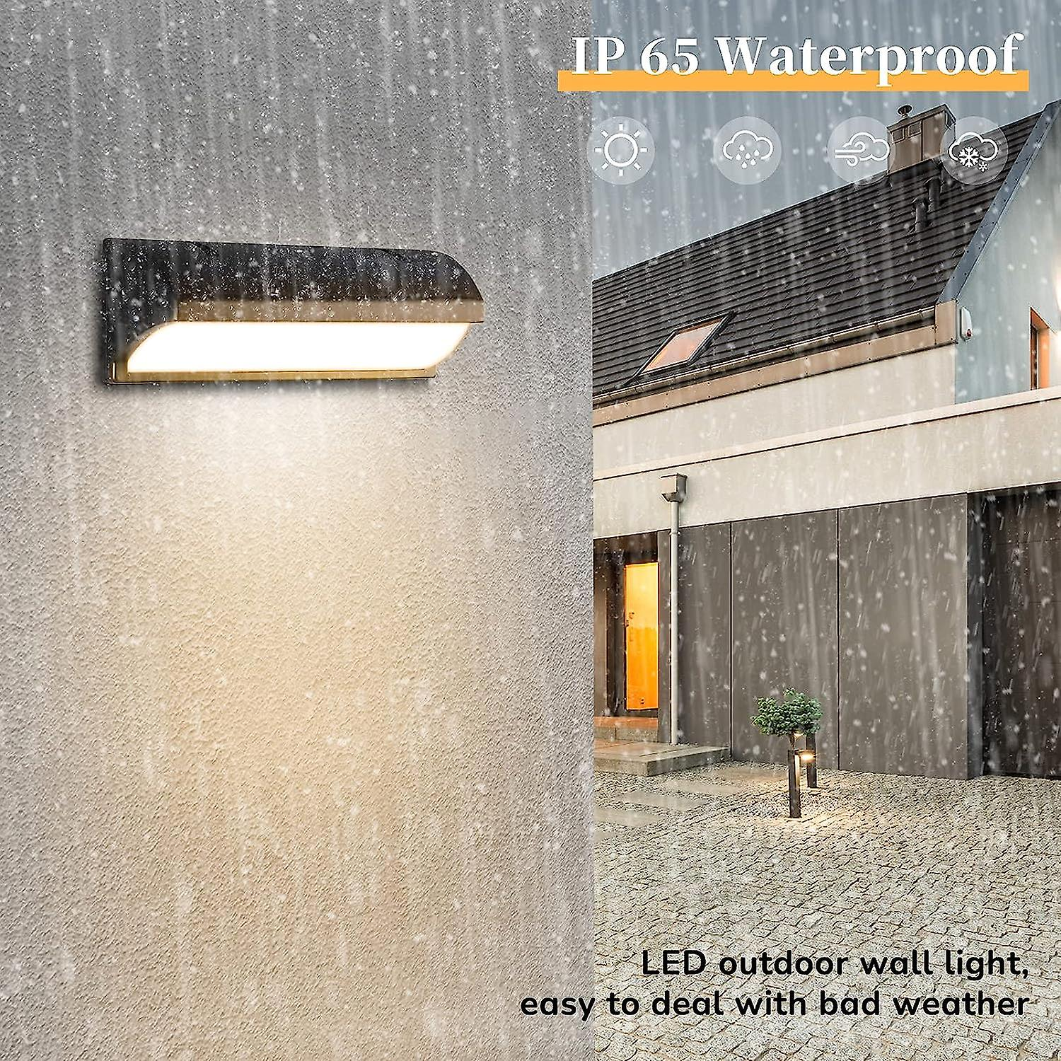 LED-Wandleuchte für den Außenbereich, beleuchtet bei Regen. IP65 wasserdicht.