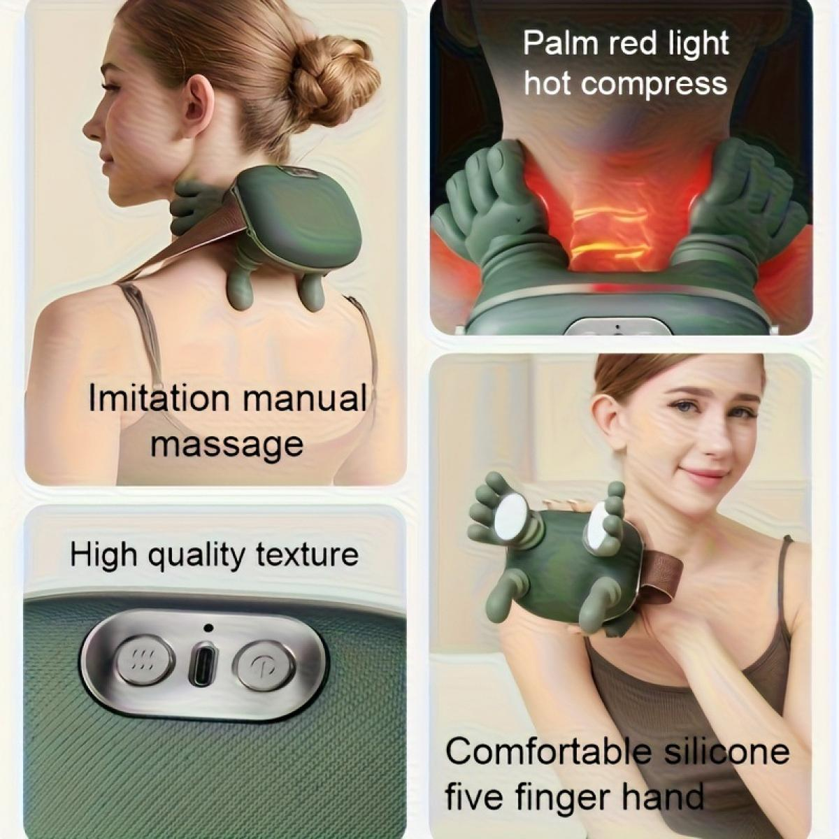 Massagegerät für den Nacken mit Imitation manueller Massage, Hot Compress und Silikonhänden.