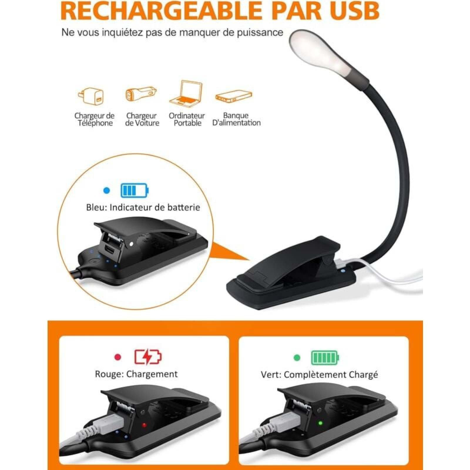 USB-wiederaufladbares Gerät mit Statusanzeigen: blau für Batterie, rot für Aufladung, grün für volle Ladung.