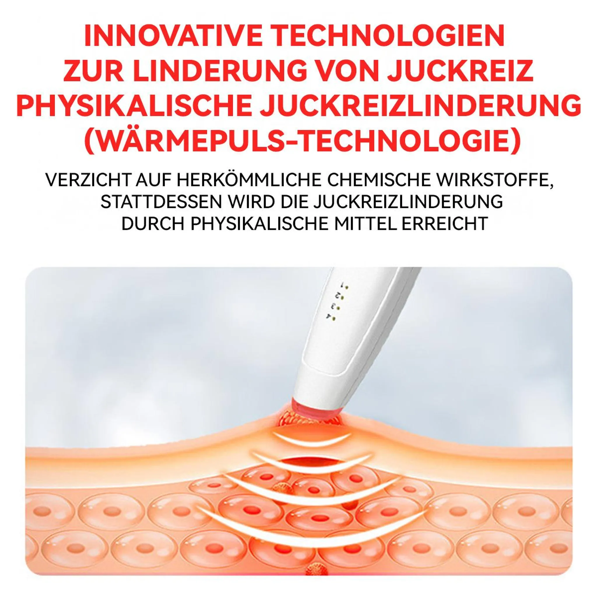 Ein Hautpflegegerät mit Wärmeimpuls-Technologie behandelt die Hautschichten.