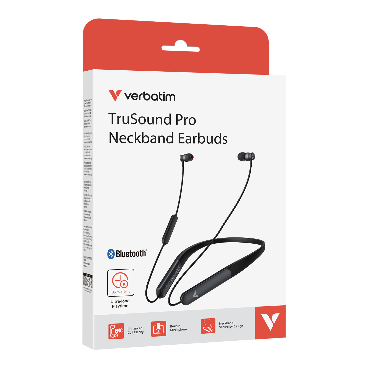 Auricolari Verbatim TruSound Pro da collo: Neri, con Bluetooth, 110 ore di autonomia.
