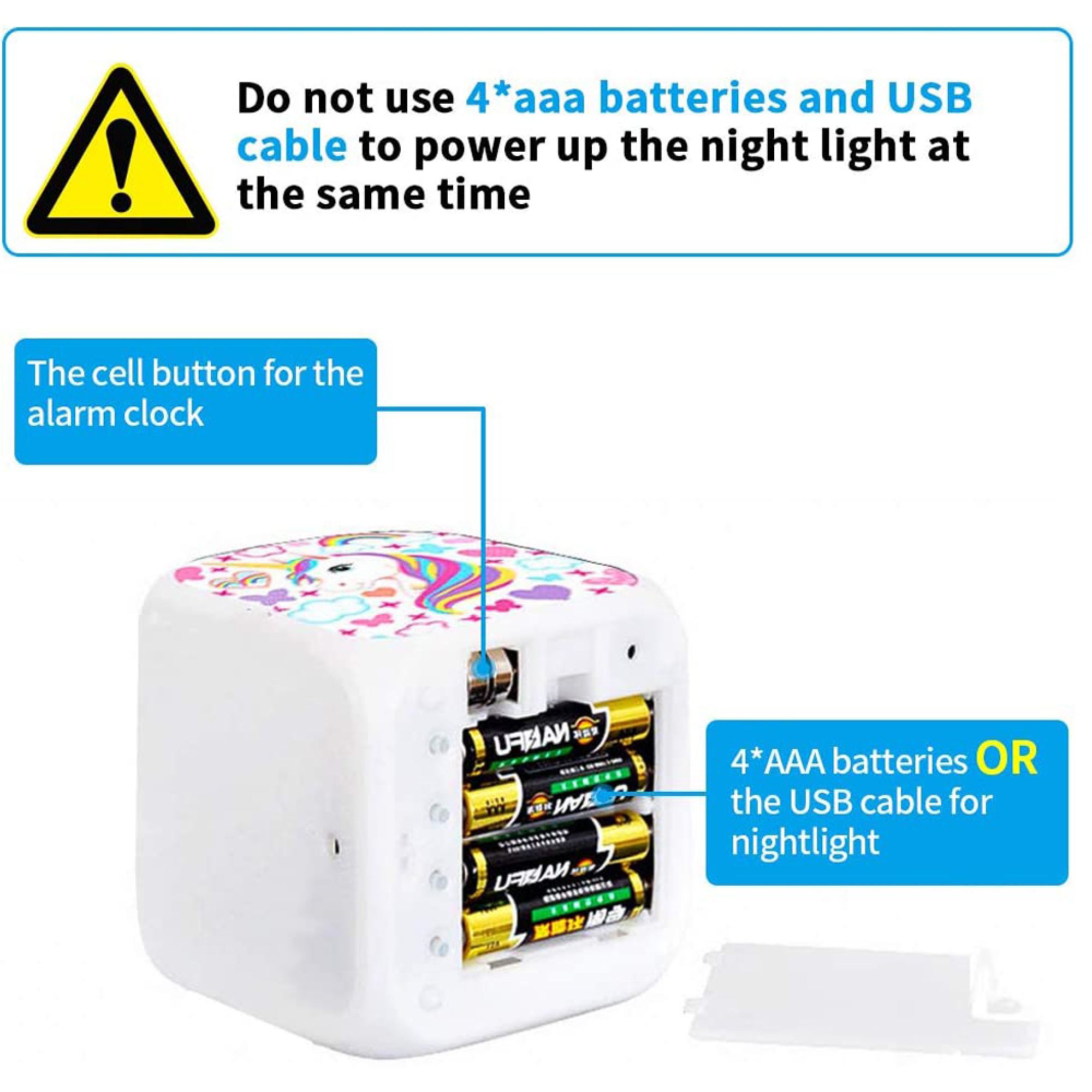 Ein Nachtlicht mit Einhorn-Design, das Batterien oder USB verwendet.