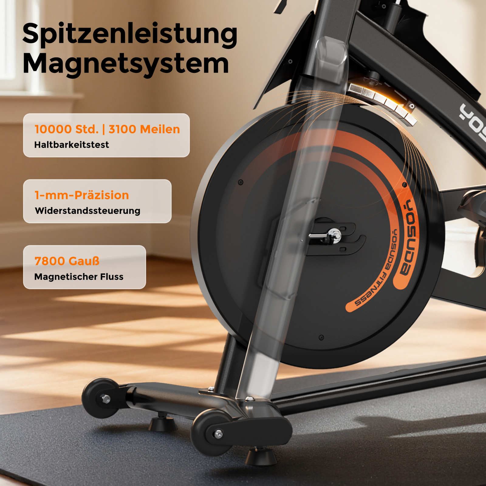Heimtrainer mit Magnetsystem. Details: 10.000 Std. Haltbarkeitstest.