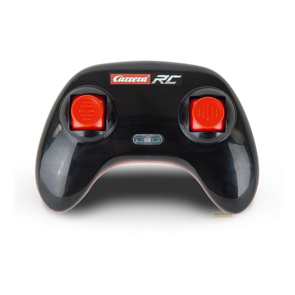 Mando a distancia negro con dos botones rojos y logo Carrera RC.