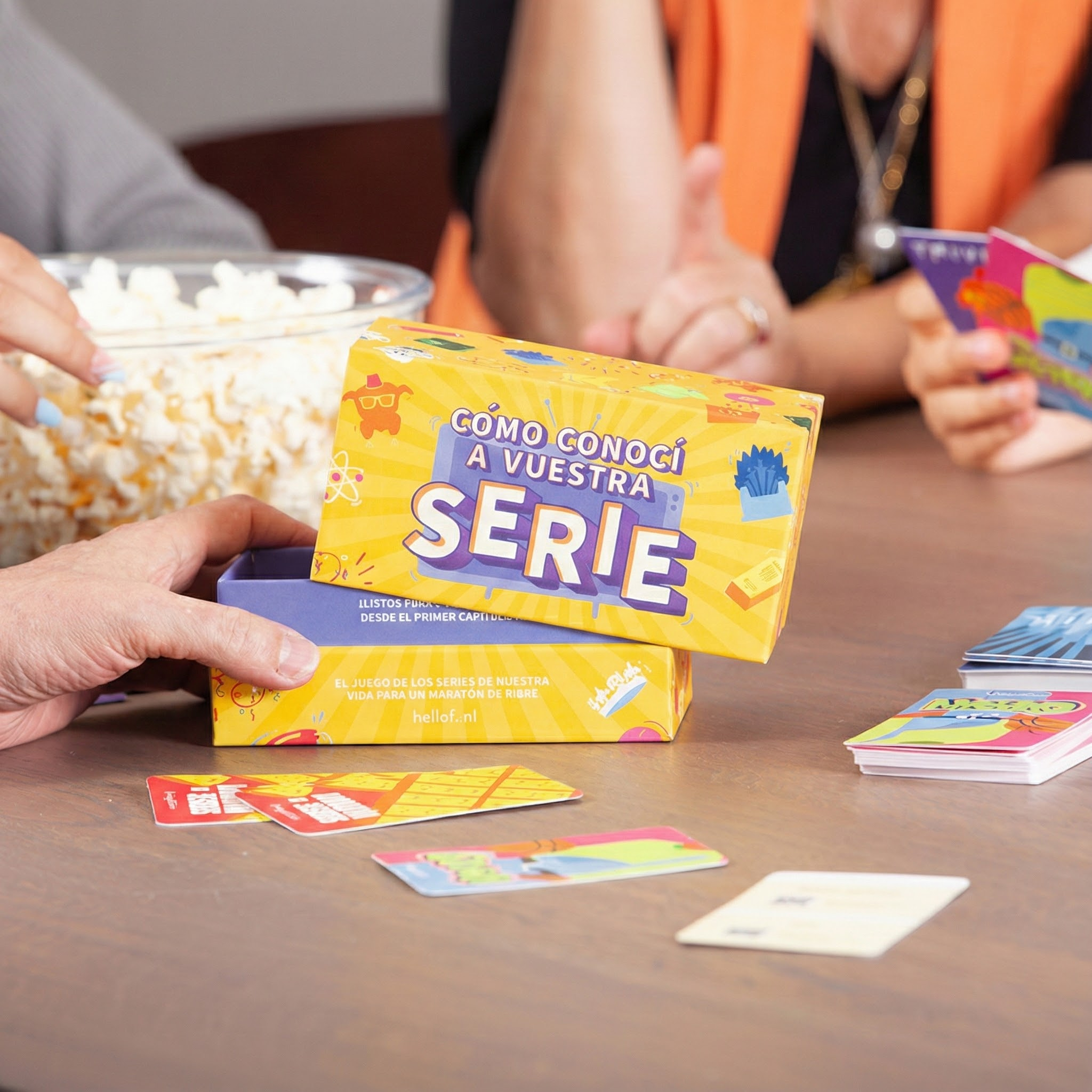 Juego de caja amarilla "Como Conoci a Vuestra Serie". Palomitas de maíz.