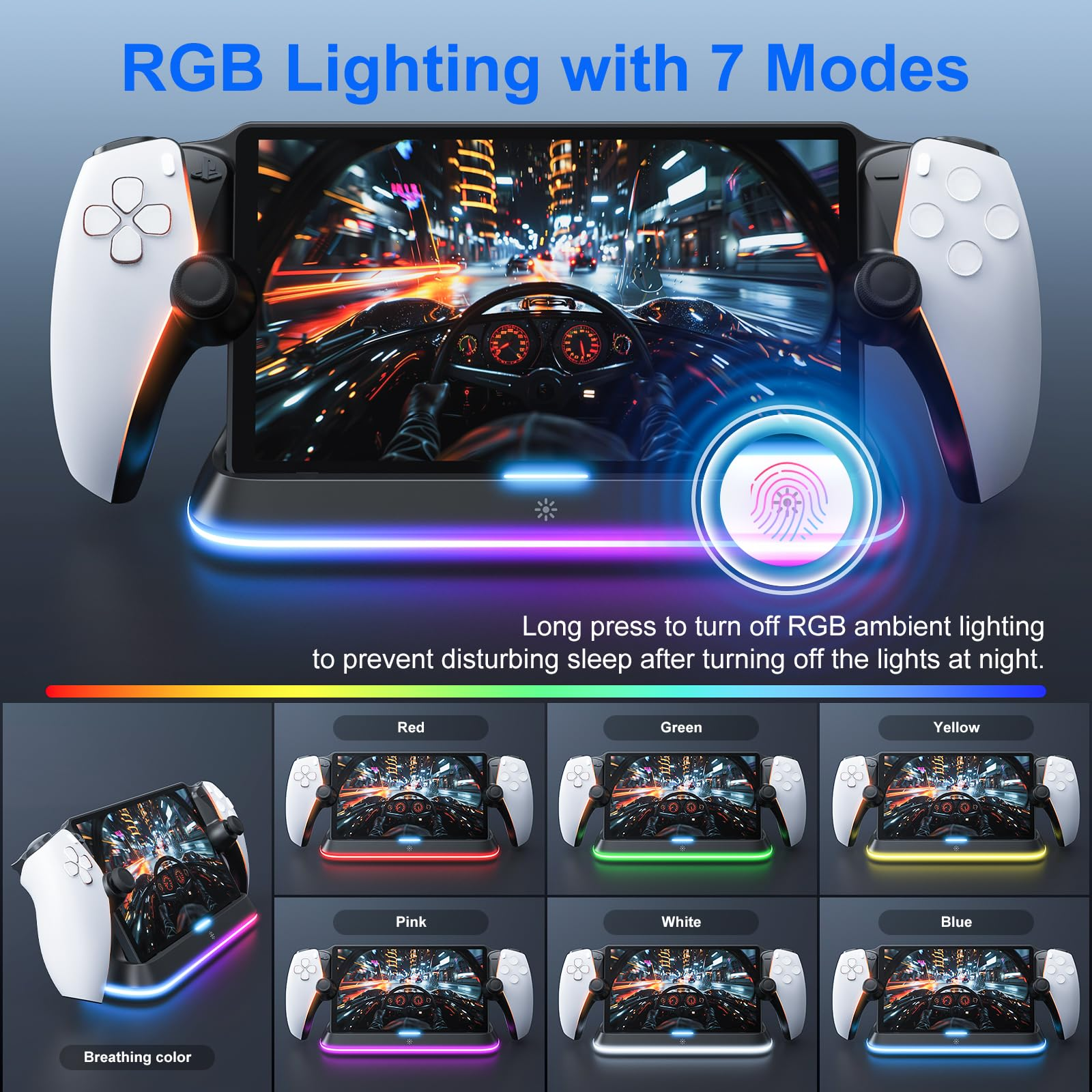 Lade-/Displayständer für Controller mit RGB-Beleuchtung in 7 Modi.