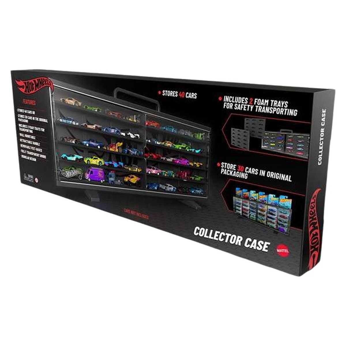 Estuche coleccionista Hot Wheels para 40 coches con bandejas de espuma.