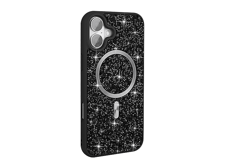LOPARD iPhone 16 Plus Uyumlu Pırlanta Tasarımlı Magsafe Şarj Özellikli Mozaik Silikon Kapak Telefon Kılıfı Siyah