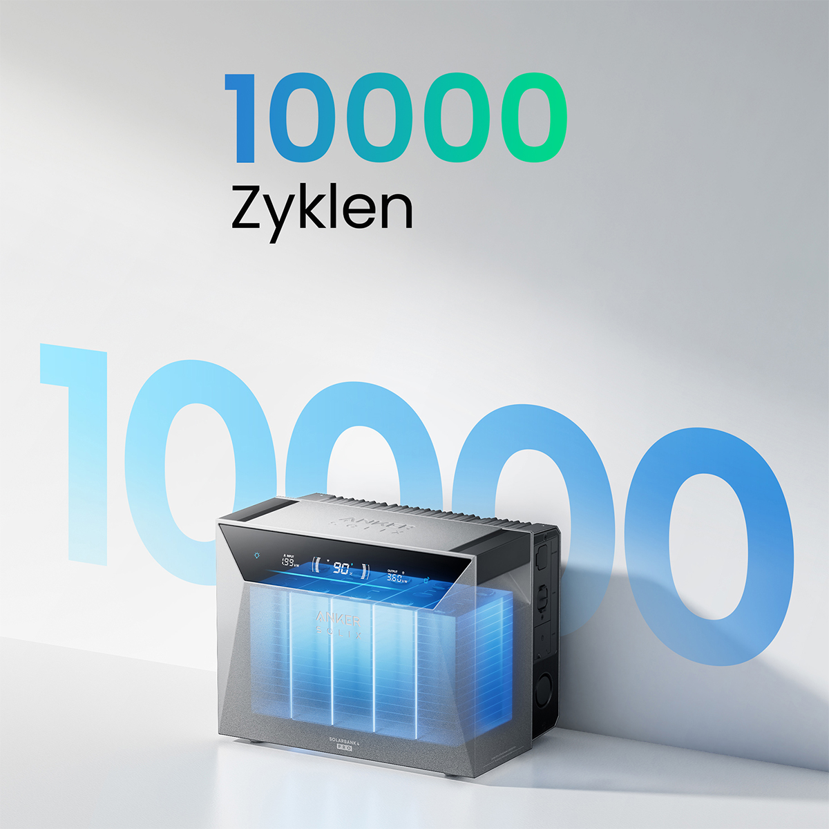 Ein Anker Solix Powerbank mit 10.000 Zyklen ist abgebildet.
