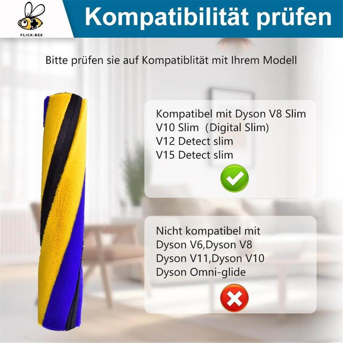 Controllo compatibilità per rulli aspirapolvere Dyson con lista.