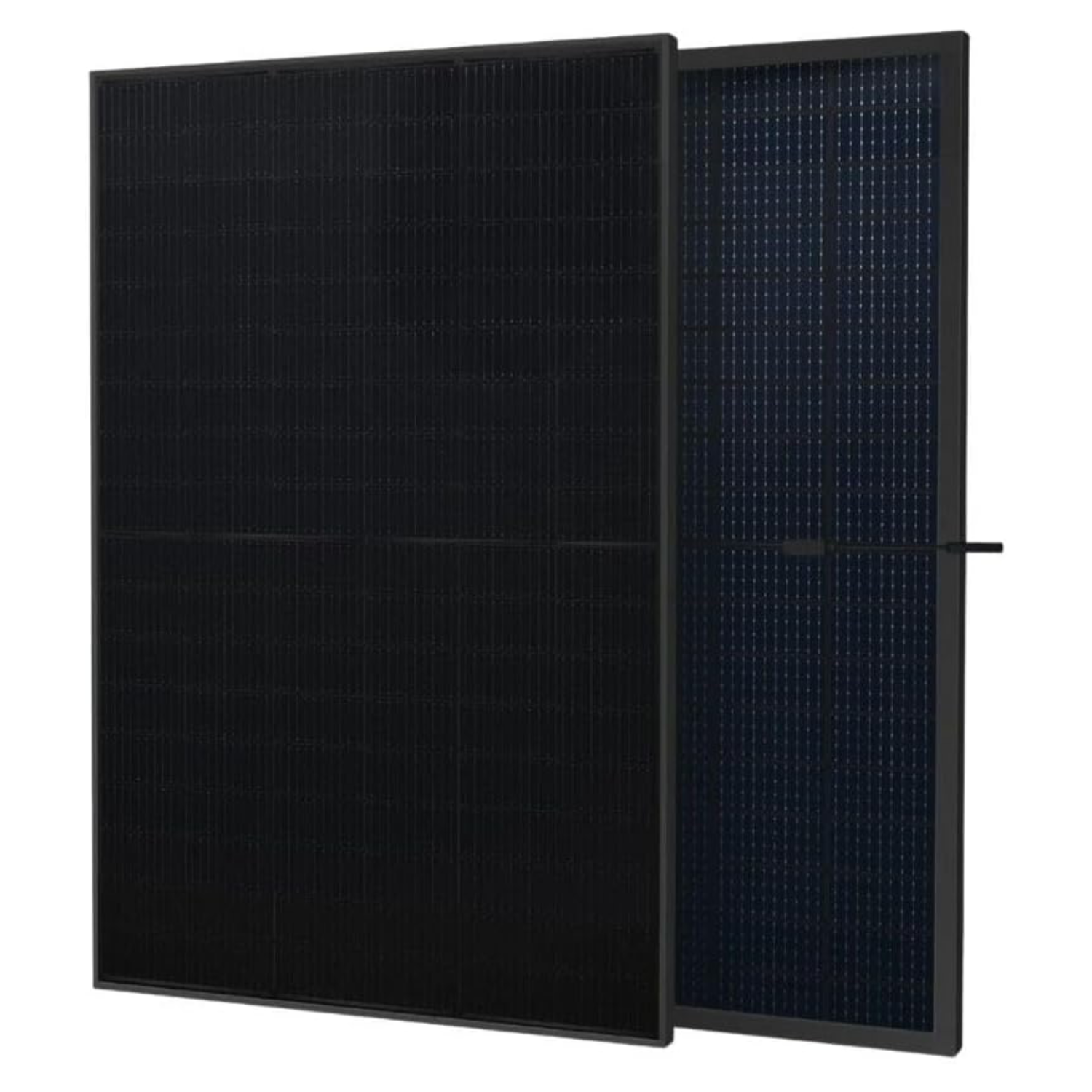 Zwei schwarze Solarmodule nebeneinander, ein dunkles und ein helleres.
