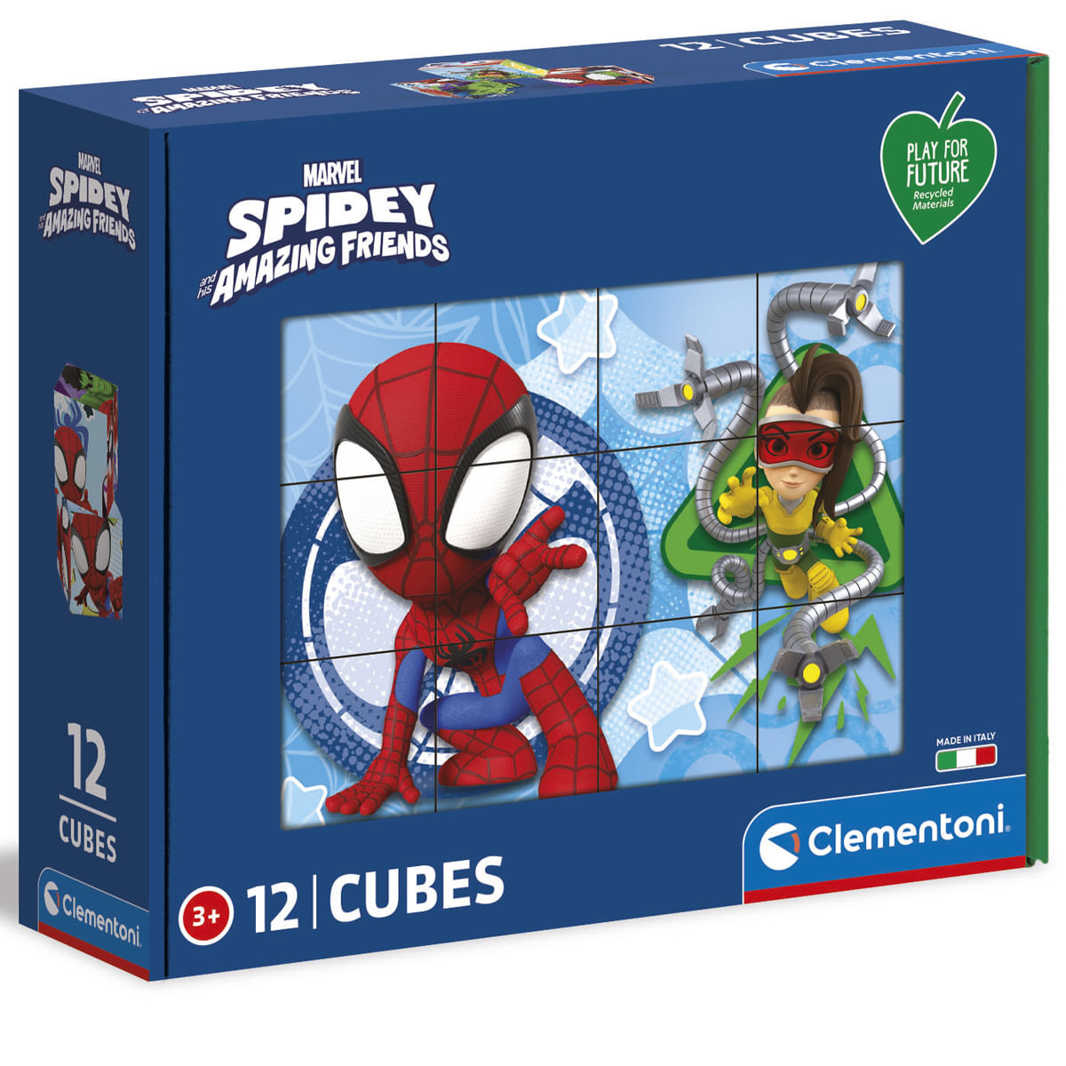 Caja de cubos de Marvel Spidey and His Amazing Friends, con Spiderman y Doc Ock.