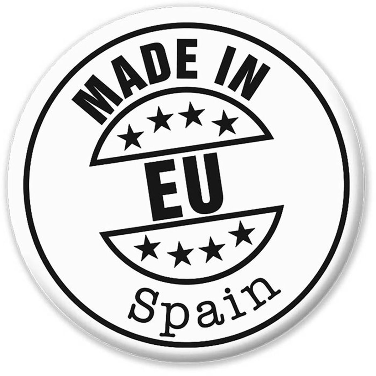 Adesivo: Made in Spain, UE, con stelle e testo.