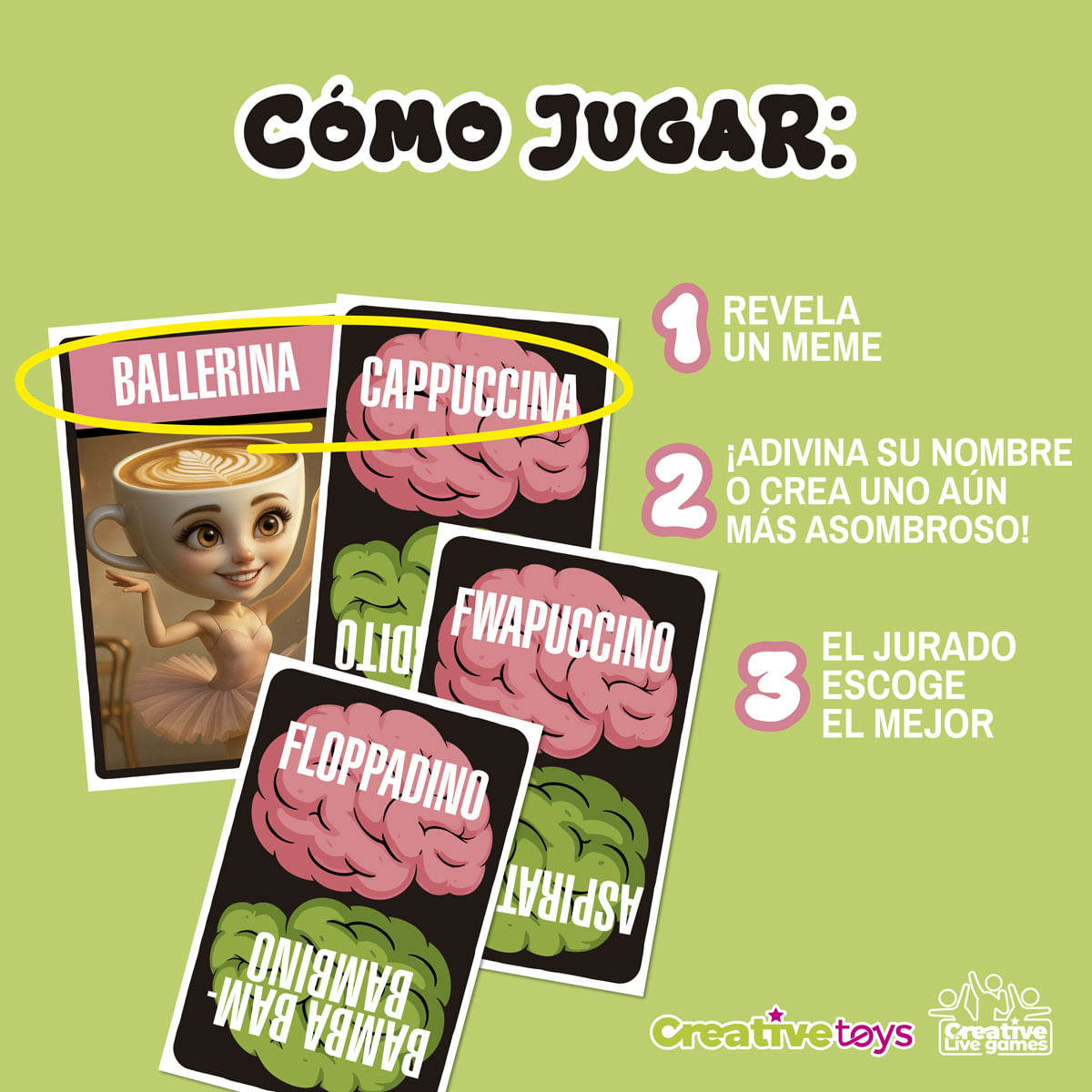 Cómo jugar: Ballerina, Cappuccina, Fwapuccino, Floppadino, Bambam, Aspirat.