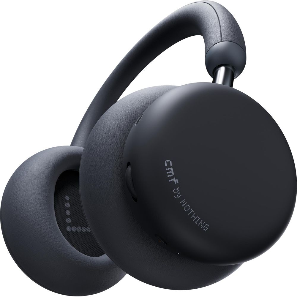 Casque circum-auriculaire gris foncé avec arceau incurvé. Logo sur l'oreillette.