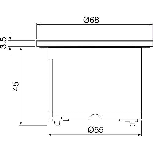 Disegno tecnico di una parte cilindrica con dimensioni Ø68, 45 e 3,5.