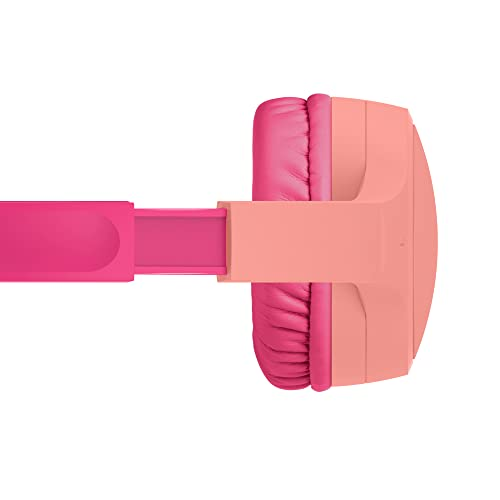 Un archetto rosa è collegato a un padiglione auricolare arancione con imbottitura rosa.