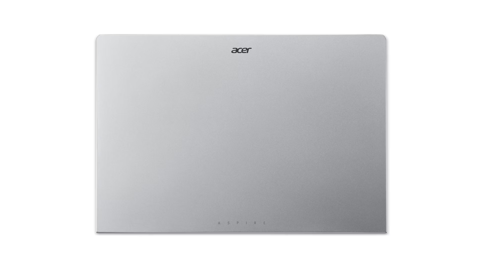 Un laptop Acer Aspire argentato con il coperchio chiuso su sfondo bianco.