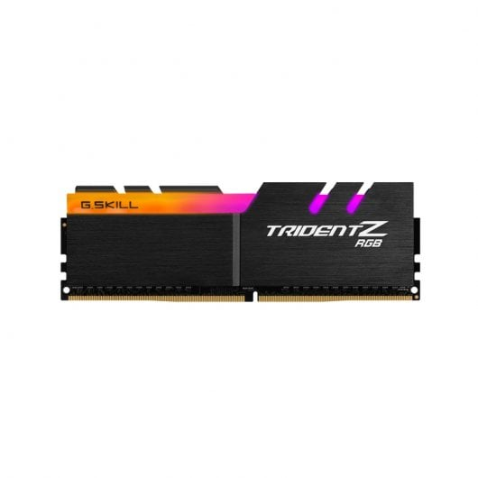 G.SKILL TridentZ RGB RAM-module met zwart koellichaam en kleurrijke RGB-verlichting.