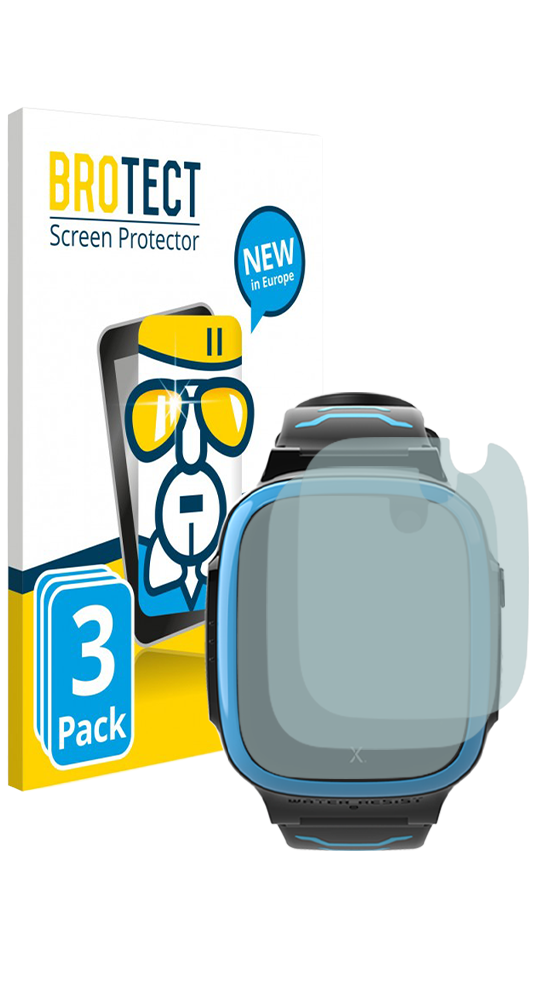 BROTECT Displayschutzfolie: 3er Pack für Smartwatch. Verpackung zeigt Comic-Figur.
