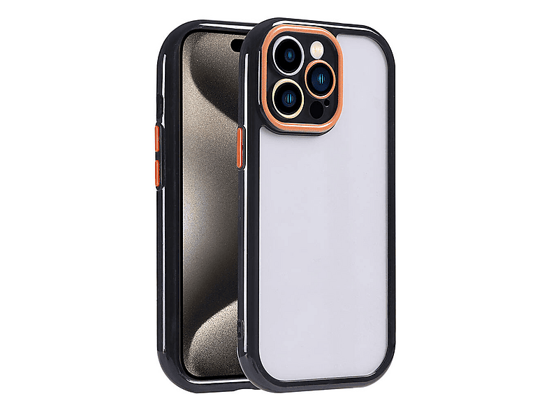 LOPARD iPhone 15 Pro Uyumlu Kamera Korumalı Renkli Kenar ve Çerçeve Tasarımlı Vitamin Kapak Telefon Kılıfı Siyah