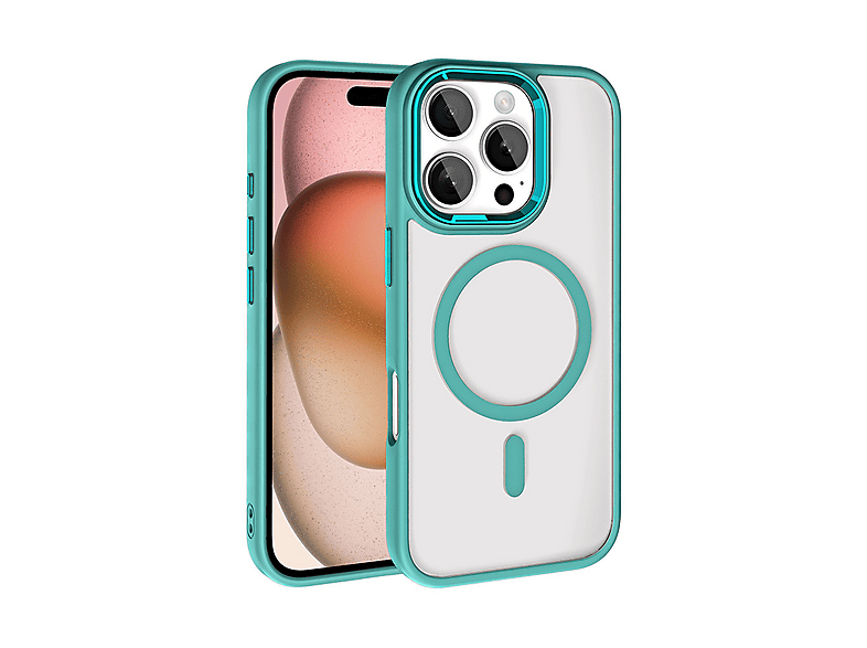 LOPARD iPhone 16 Pro Max Uyumlu Wireless Şarj Özellikli Krom Mgsafe Silikon Kapak Telefon Kılıfı Yeşil